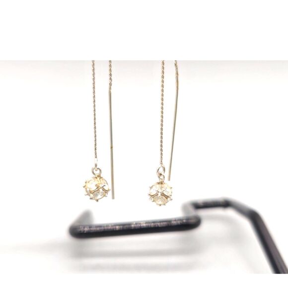 14KT WHITE GOLD 1.60G CUBIC ZIRCONIUM DANGLE EARRING SET (153464-12)